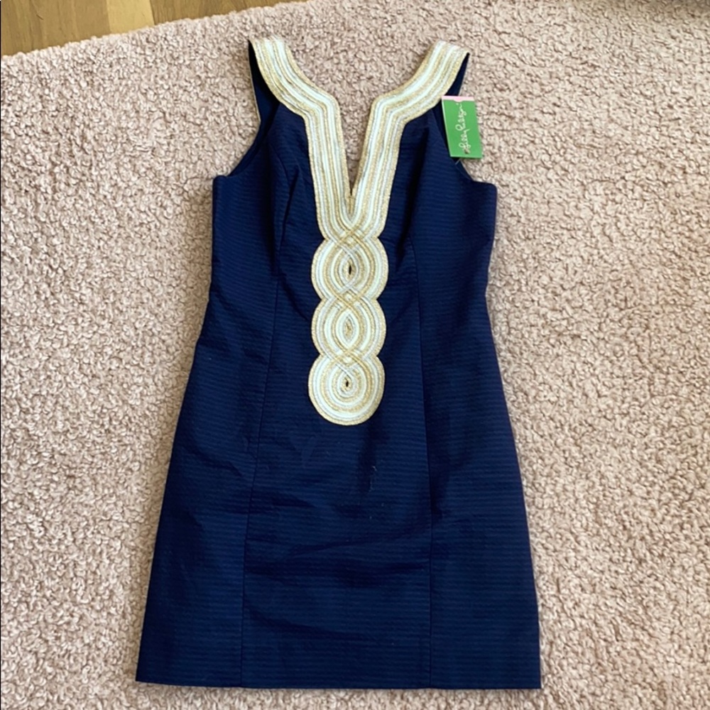 Lilly Pulitzer Navy and Gold Dress